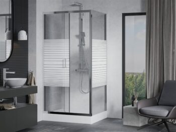 MEXEN/S - Apia Sprchovací kút 120x90, pruhy, chróm + vanička Rio 840-120-090-01-20-4510
