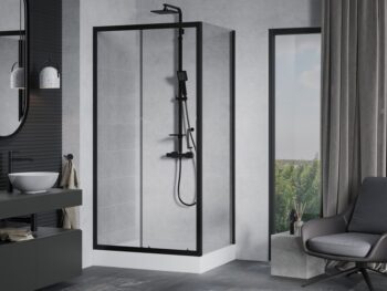 MEXEN/S - Apia Sprchovací kút 120x90, transparent, čierna + vanička Rio 840-120-090-70-00-4510