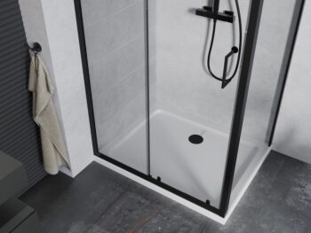 MEXEN/S - Apia Sprchovací kút 130x90, transparent, čierna + vanička so sifónom 840-130-090-70-00-4010B