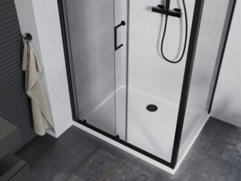 MEXEN/S - Apia Sprchovací kút 130x90, transparent, čierna + vanička so sifónom 840-130-090-70-00-4010B