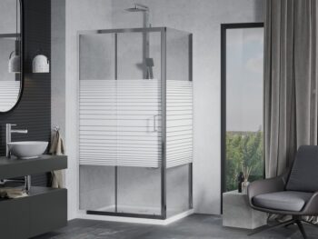 MEXEN/S - Apia Sprchovací kút 140x70, transparent / dekor, chróm + vanička so sifónom 840-140-070-01-20-4010