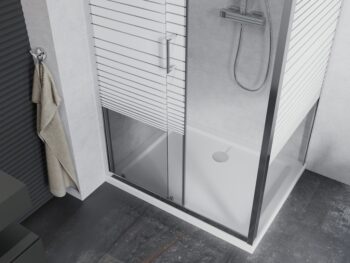 MEXEN/S - Apia Sprchovací kút 140x70, transparent / dekor, chróm + vanička so sifónom 840-140-070-01-20-4010