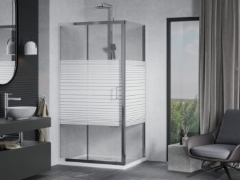 MEXEN/S - Apia Sprchovací kút 140x90, transparent / dekor, chróm + vanička so sifónom 840-140-090-01-20-4010