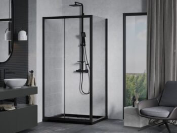 MEXEN/S - Apia Sprchovací kút 90x100, transparent, čierna + vanička so sifónom 840-090-100-70-00-4070B