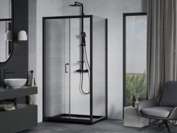 MEXEN/S - Apia Sprchovací kút 90x100, transparent, čierna + vanička so sifónom 840-090-100-70-00-4070B
