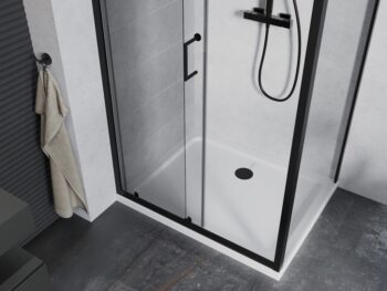 MEXEN/S - Apia Sprchovací kút 90x80, transparent, čierna + vanička so sifónom 840-090-080-70-00-4010B