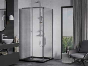 MEXEN/S - Apia Sprchovací kút 90x90, transparent, chróm + vanička so sifónom 840-090-090-01-00-4070