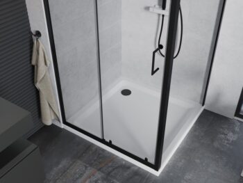 MEXEN/S - Apia Sprchovací kút 90x90, transparent, čierna + vanička so sifónom 840-090-090-70-00-4010B