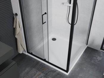 MEXEN/S - Apia Sprchovací kút 90x90, transparent, čierna + vanička so sifónom 840-090-090-70-00-4010B