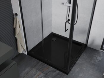 MEXEN/S - Apia Sprchovací kút 90x90, transparent, čierna + vanička so sifónom 840-090-090-70-00-4070B