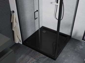 MEXEN/S - Apia Sprchovací kút 90x90, transparent, čierna + vanička so sifónom 840-090-090-70-00-4070B