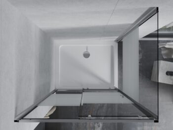MEXEN/S - Apia obdĺžnikový sprchový kút 140x80, transparent / pruhy, chróm + vanička 840-140-080-01-20-4010