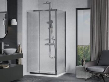 MEXEN/S - Apia sprchovací kút posuvný 120x80, sklo transparent, chrom + vanička 840-120-080-01-00-4010