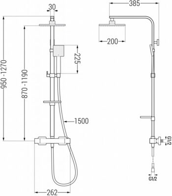 MEXEN/S - CQ45 sprchový stĺp s termostatickou batériou čierna 772504595-70