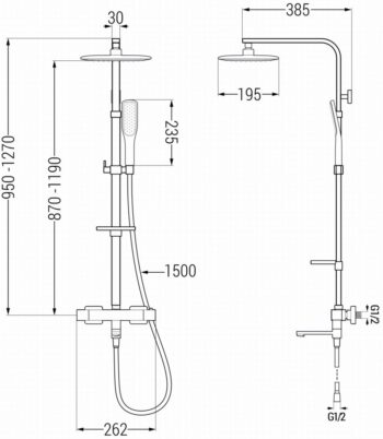 MEXEN/S - CQ49 vaňový stĺp s termostatickou batériou, čierna / zlato 779104995-75