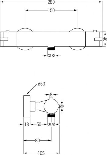 MEXEN/S - Carl sprchový stĺp vrátane sprchovej termostatickej batérie Kai, čierna 77100240-70