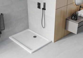 MEXEN/S - Flat sprchová vanička obdĺžniková slim 110 x 100, biela + čierny sifón 40101011B