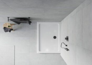 MEXEN/S - Flat sprchová vanička obdĺžniková slim 110 x 100, biela + čierny sifón 40101011B