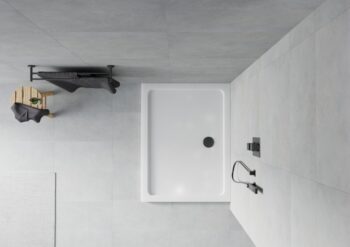 MEXEN/S - Flat sprchová vanička obdĺžniková slim 110 x 70, biela + čierny sifón 40107011B
