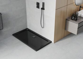 MEXEN/S - Flat sprchová vanička obdĺžniková slim 120 x 70, čierna + čierny sifón 40707012B