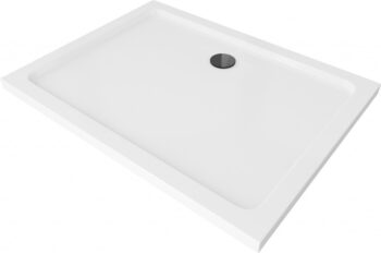 MEXEN/S - Flat sprchová vanička obdĺžniková slim 130 x 90, biela + čierny sifón 40109013B