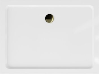 MEXEN/S - Flat sprchová vanička obdĺžniková slim 140 x 80, biela + zlatý sifón 40108014G