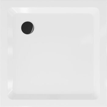 MEXEN/S - Flat sprchová vanička štvorcová slim 90 x 90, biela + čierny sifón 40109090B