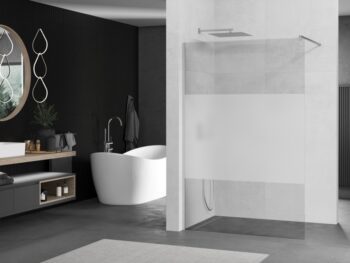 MEXEN/S - KIOTO Sprchová zástena WALK-IN 070x200 cm 8 mm, chróm, Transparent / matné sklo 800-070-101-01-35