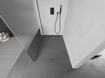 MEXEN/S - KIOTO Sprchová zástena WALK-IN 090x200 cm 8 mm, čierna, Transparent / matné sklo 800-090-101-70-35