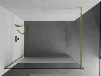MEXEN/S - KIOTO Sprchová zástena WALK-IN 090x200 cm 8 mm, zlatá, Transparent/matné sklo 800-090-101-50-35
