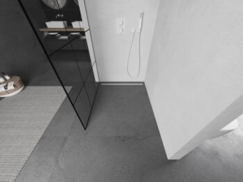 MEXEN/S - KIOTO Sprchová zástena WALK-IN 100 x 200, transparent/čierny vzor 8 mm, biela 800-100-101-20-77
