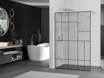 MEXEN/S - KIOTO Sprchová zástena WALK-IN 100x200 cm 8 mm, chróm, čierny vzor 2 800-100-101-01-78
