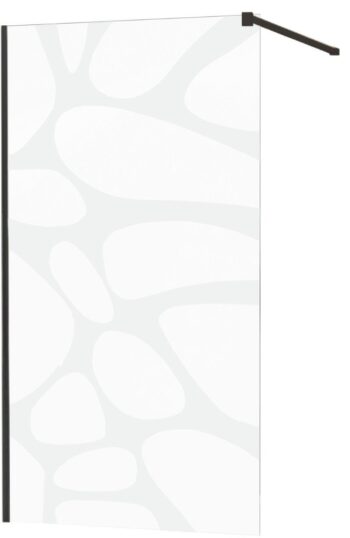 MEXEN/S - KIOTO Sprchová zástena WALK-IN 100x200 cm 8 mm, čierna, biely vzor 800-100-101-70-97