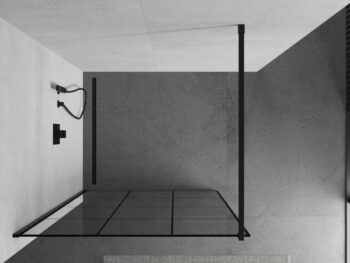 MEXEN/S - KIOTO Sprchová zástena WALK-IN 100x200 cm 8 mm, čierna, čierny vzor 1 800-100-101-70-77