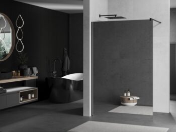 MEXEN/S - KIOTO Sprchová zástena WALK-IN 100x200 cm 8 mm, čierna, zrkadlové sklo 800-100-101-70-50