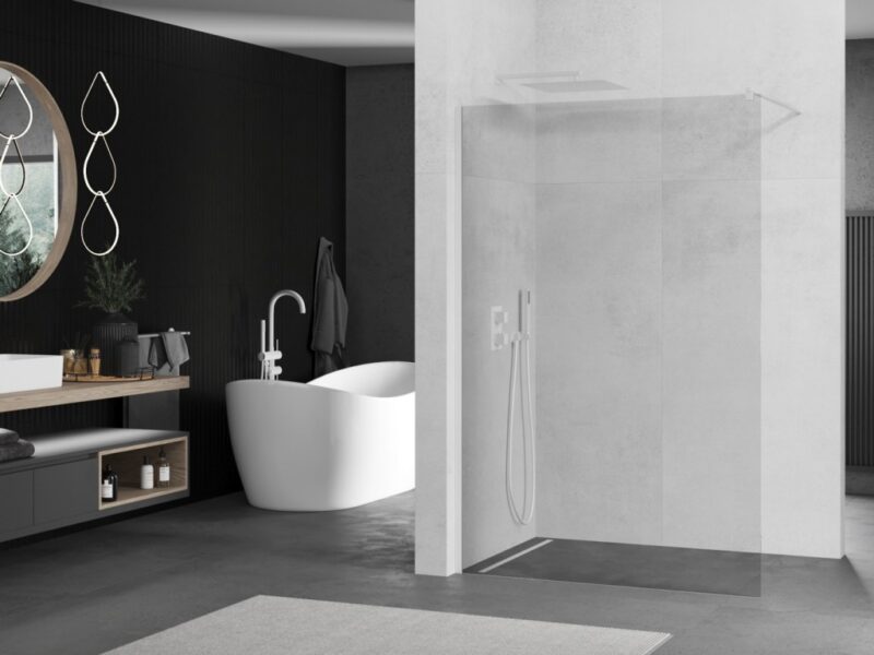 MEXEN/S - KIOTO Sprchová zástena WALK-IN 110 x 200, transparent 8 mm, biela 800-110-101-20-00 MEXEN/S - KIOTO Sprchová zástena WALK-IN 110 x 200, transparent 8 mm, biela 800-110-101-20-00