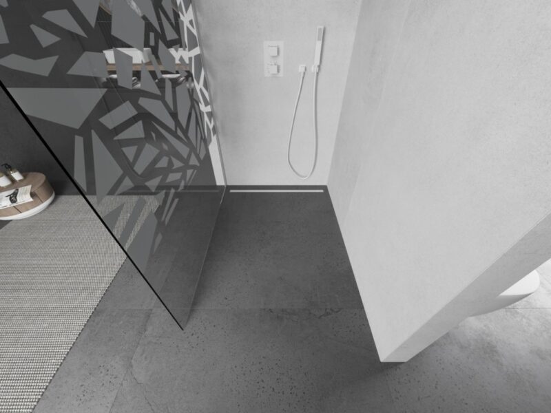 MEXEN/S - KIOTO Sprchová zástena WALK-IN 110 x 200, transparent/biely vzor 8 mm, biela 800-110-101-20-85 MEXEN/S - KIOTO Sprchová zástena WALK-IN 110 x 200, transparent/biely vzor 8 mm, biela 800-110-101-20-85