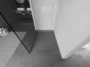 MEXEN/S - KIOTO Sprchová zástena WALK-IN 110 x 200, transparent/čierny vzor 8 mm, biela 800-110-101-20-70