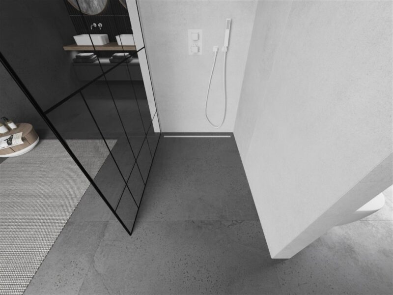 MEXEN/S - KIOTO Sprchová zástena WALK-IN 110 x 200, transparent/čierny vzor 8 mm, biela 800-110-101-20-78 MEXEN/S - KIOTO Sprchová zástena WALK-IN 110 x 200, transparent/čierny vzor 8 mm, biela 800-110-101-20-78