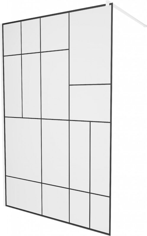 MEXEN/S - KIOTO Sprchová zástena WALK-IN 110 x 200, transparent/čierny vzor 8 mm, biela 800-110-101-20-78 MEXEN/S - KIOTO Sprchová zástena WALK-IN 110 x 200, transparent/čierny vzor 8 mm, biela 800-110-101-20-78