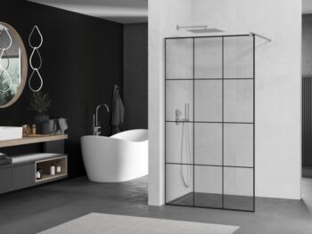 MEXEN/S - KIOTO Sprchová zástena WALK-IN 110x200 cm 8 mm, chróm, čierny vzor 1 800-110-101-01-77