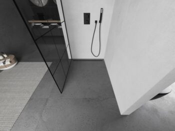 MEXEN/S - KIOTO Sprchová zástena WALK-IN 110x200 cm 8 mm, čierna, čierny vzor 1 800-110-101-70-77