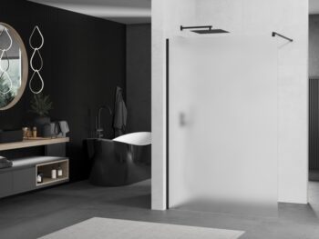 MEXEN/S - KIOTO Sprchová zástena WALK-IN 110x200 cm 8 mm, čierna, matné sklo 800-110-101-70-30
