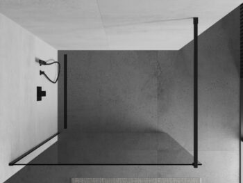 MEXEN/S - KIOTO Sprchová zástena WALK-IN 110x200 cm 8 mm, čierna, transparent 800-110-101-70-00