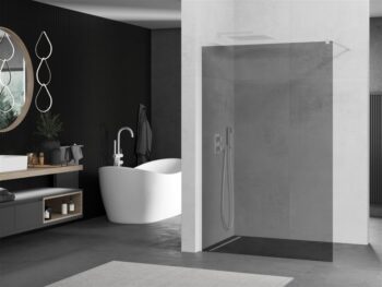 MEXEN/S - KIOTO Sprchová zástena WALK-IN 120 x 200, grafit 8 mm, biela 800-120-101-20-40