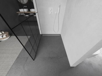 MEXEN/S - KIOTO Sprchová zástena WALK-IN 120 x 200, transparent/čierny vzor 8 mm, biela 800-120-101-20-78