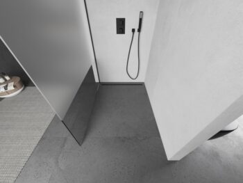 MEXEN/S - KIOTO Sprchová zástena WALK-IN 120x200 cm 8 mm, čierna, Transparent / matné sklo 800-120-101-70-35