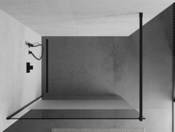 MEXEN/S - KIOTO Sprchová zástena WALK-IN 120x200 cm 8 mm, čierna, Transparent / matné sklo 800-120-101-70-35