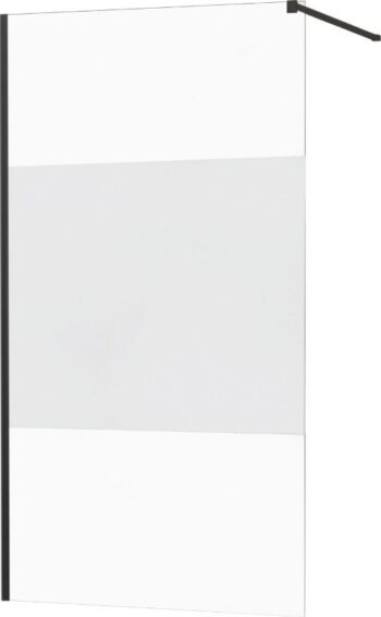 MEXEN/S - KIOTO Sprchová zástena WALK-IN 120x200 cm 8 mm, čierna, Transparent / matné sklo 800-120-101-70-35