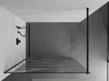 MEXEN/S - KIOTO Sprchová zástena WALK-IN 120x200 cm 8 mm, čierna, biely vzor 800-120-101-70-97